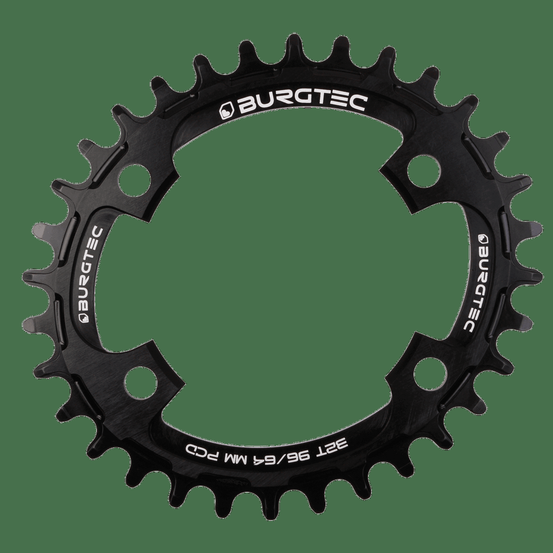 Anillo de cadena grueso delgado Burgtec Oval 96/64 mm PCD - Negro