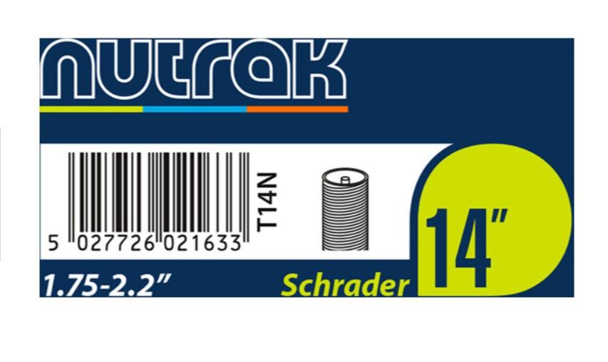 Neumático interno Nutrak 14 x 1,75 - 2,125 pulgadas con válvula Schrader