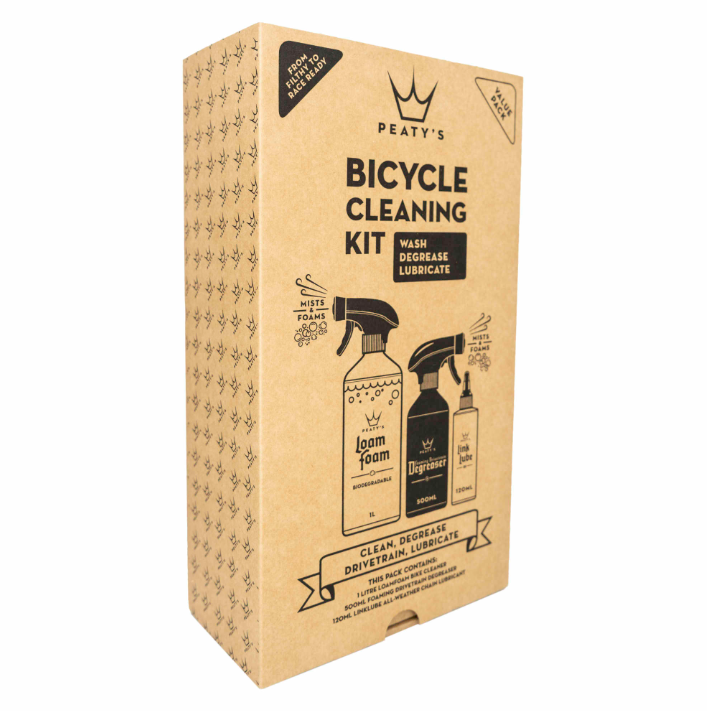 Kit de limpieza para bicicletas Peaty's Wash, Degrease y Lubricate