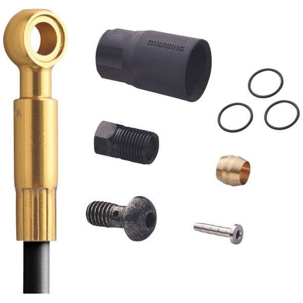 Manguera de freno Shimano Saint M820 para disco - Banjo largo - Delantero 1000 mm - Negro/Dorado