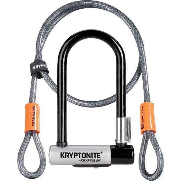 Candado U Kryptonite Kryptolock Mini con barra flexible de 4 pies y soporte Flexframe