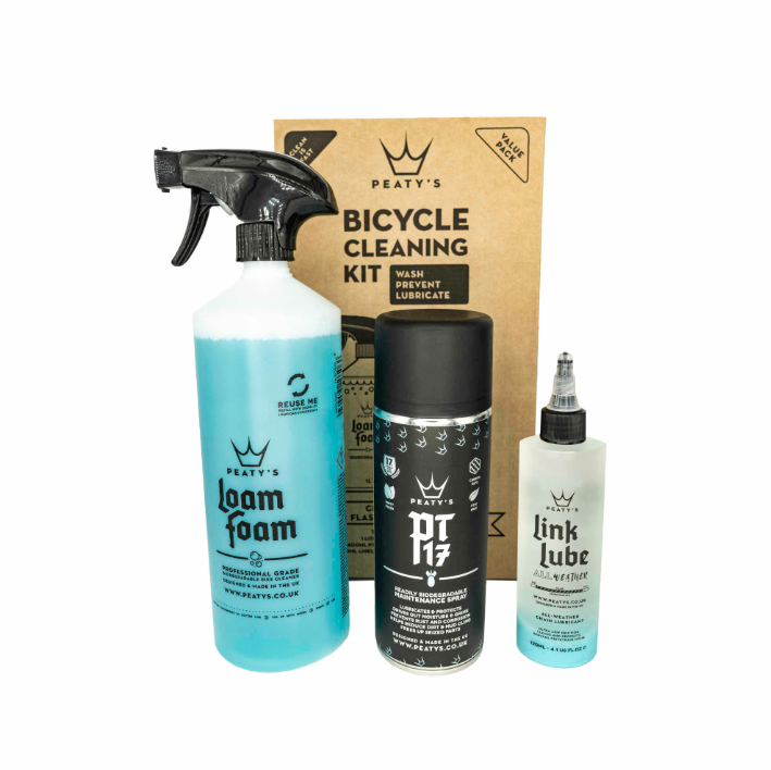 Kit de limpieza para bicicletas Peaty's Wash, Prevent & Lubricate